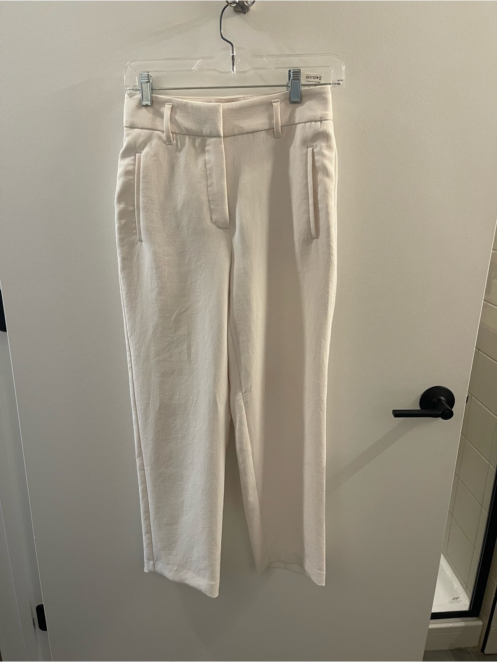Aritzia Cream Tailored High-Rise Trousers - cropped
